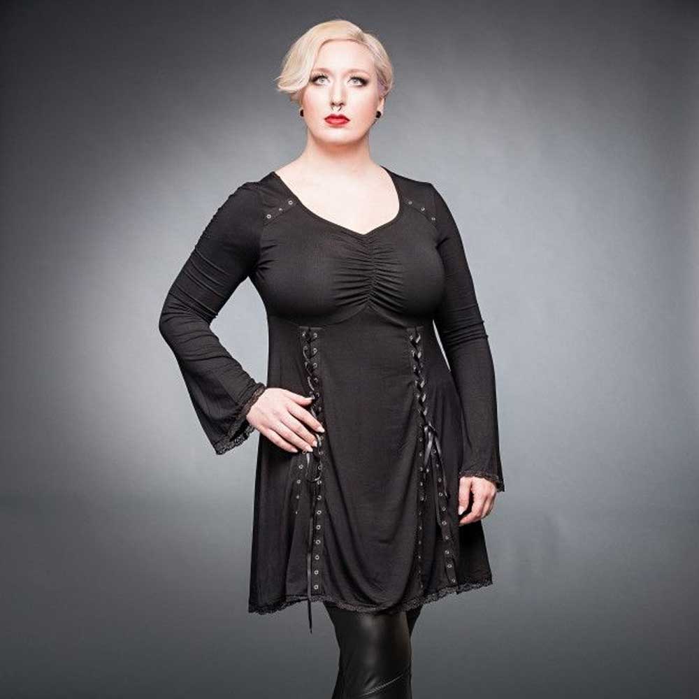 Plus size jurk met V-nek en corset lint Plus size jurk met V-nek en corset lint